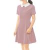 imageAllegra K Womens Short Sleeve Peter Pan Collar Cute Dress Casual Flare Skater Mini Dress Maid CostumePink
