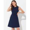 imageAllegra K Womens Work Dress Round Neck Solid Color Sleeveless ALine Casual Office DressesDark Blue