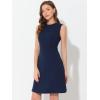 imageAllegra K Womens Work Dress Round Neck Solid Color Sleeveless ALine Casual Office DressesDark Blue