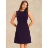 imageAllegra K Womens Work Dress Round Neck Solid Color Sleeveless ALine Casual Office DressesDark Purple