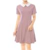 imageAllegra K Womens Short Sleeve Peter Pan Collar Cute Dress Casual Flare Skater Mini Dress Maid CostumePink