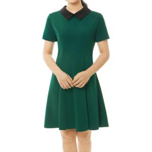 imageAllegra K Womens Short Sleeve Peter Pan Collar Cute Dress Casual Flare Skater Mini Dress Maid CostumeGreen