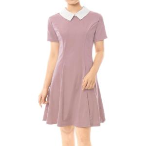 imageAllegra K Womens Short Sleeve Peter Pan Collar Cute Dress Casual Flare Skater Mini Dress Maid CostumePink