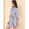imageAllegra K Womens Floral 34 Bell Sleeve Smocked Belted Flare Ruffle Dress