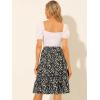 imageAllegra K Womens Knee Length Skirt Floral Elastic Waist Flowy Tiered ALine Ruffle SkirtBlack