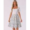 imageAllegra K Womens Knee Length Skirt Floral Elastic Waist Flowy Tiered ALine Ruffle SkirtBlue White