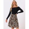 imageAllegra K Womens Knee Length Skirt Floral Elastic Waist Flowy Tiered ALine Ruffle SkirtBrown