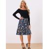 imageAllegra K Womens Knee Length Skirt Floral Elastic Waist Flowy Tiered ALine Ruffle SkirtDark Blue