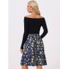 imageAllegra K Womens Knee Length Skirt Floral Elastic Waist Flowy Tiered ALine Ruffle SkirtDark Blue