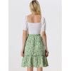 imageAllegra K Womens Knee Length Skirt Floral Elastic Waist Flowy Tiered ALine Ruffle SkirtGreen