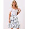 imageAllegra K Womens Knee Length Skirt Floral Elastic Waist Flowy Tiered ALine Ruffle SkirtLight Blue