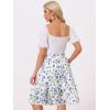 imageAllegra K Womens Knee Length Skirt Floral Elastic Waist Flowy Tiered ALine Ruffle SkirtLight Blue