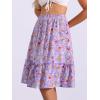 imageAllegra K Womens Knee Length Skirt Floral Elastic Waist Flowy Tiered ALine Ruffle SkirtLight Purple