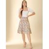 imageAllegra K Womens Knee Length Skirt Floral Elastic Waist Flowy Tiered ALine Ruffle SkirtMulticolor