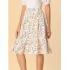 imageAllegra K Womens Knee Length Skirt Floral Elastic Waist Flowy Tiered ALine Ruffle SkirtWhite
