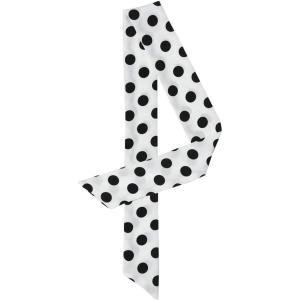 imageAllegra K 50s Skinny Silky Scarf Polka Dots Waistband Long Narrow Neckscarf Bag Handle AccessoryWhite Big Dot