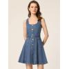 imageAllegra K Womens Casual Denim Dress Sleeveless Square Neck Button Down Flared Jean Short Dresses