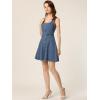 imageAllegra K Womens Casual Denim Dress Sleeveless Square Neck Button Down Flared Jean Short Dresses