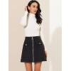 imageAllegra K Womens Zipper Front Skirt High Waist ALine Faux Suede Mini SkirtBlack