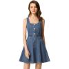 imageAllegra K Womens Casual Denim Dress Sleeveless Square Neck Button Down Flared Jean Short Dresses