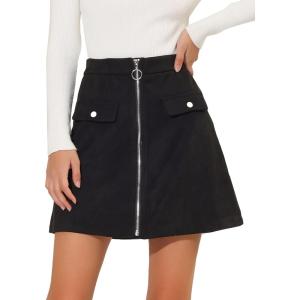 imageAllegra K Womens Zipper Front Skirt High Waist ALine Faux Suede Mini SkirtBlack