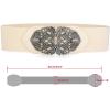 imageAllegra K Elastic Wide Waist Belts for Women Metal Buckle Stretchy BeltsBlack  Beige