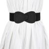 imageAllegra K Interlock Buckle 8shaped Faux Leather Elastic Belt Cinch Waistband for LadyBlack