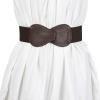 imageAllegra K Interlock Buckle 8shaped Faux Leather Elastic Belt Cinch Waistband for LadyBrown
