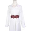 imageAllegra K Interlock Buckle 8shaped Faux Leather Elastic Belt Cinch Waistband for LadyBurgundy