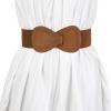 imageAllegra K Interlock Buckle 8shaped Faux Leather Elastic Belt Cinch Waistband for LadyCoffee