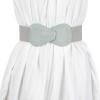 imageAllegra K Interlock Buckle 8shaped Faux Leather Elastic Belt Cinch Waistband for LadyGray