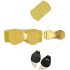 imageAllegra K Interlock Buckle 8shaped Faux Leather Elastic Belt Cinch Waistband for LadyMetallic Gold