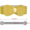 imageAllegra K Interlock Buckle 8shaped Faux Leather Elastic Belt Cinch Waistband for LadyMetallic Gold