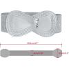 imageAllegra K Interlock Buckle 8shaped Faux Leather Elastic Belt Cinch Waistband for LadyMetallic Silver
