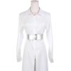 imageAllegra K Interlock Buckle 8shaped Faux Leather Elastic Belt Cinch Waistband for LadyMetallic Silver
