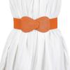 imageAllegra K Interlock Buckle 8shaped Faux Leather Elastic Belt Cinch Waistband for LadyOrange
