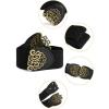 imageAllegra K Women Gold Tone Flower Design Metal Interlocking Buckle Elastic Cinch Belt WaistbeltBlack