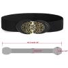 imageAllegra K Women Gold Tone Flower Design Metal Interlocking Buckle Elastic Cinch Belt WaistbeltBlack