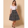 imageAllegra K Womens ALine Midi Skirt Floral Print Chiffon Vintage 2024 Summer SkirtsBlack Red