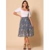 imageAllegra K Womens ALine Midi Skirt Floral Print Chiffon Vintage 2024 Summer SkirtsGray Blue