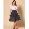 imageAllegra K Womens ALine Midi Skirt Floral Print Chiffon Vintage 2024 Summer SkirtsNavy Blue