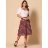 imageAllegra K Womens ALine Midi Skirt Floral Print Chiffon Vintage 2024 Summer SkirtsWine Red