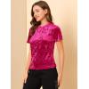 imageAllegra K Womens Christmas Velvet Top Crew Neck Short Sleeve Casual TShirt XSmall Fushcia