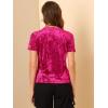 imageAllegra K Womens Christmas Velvet Top Crew Neck Short Sleeve Casual TShirt XSmall Fushcia