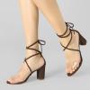 imageAllegra K Womens Clear Strap Block Heels Lace Up Heels SandalsCoffee