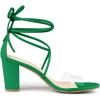 imageAllegra K Womens Clear Strap Block Heels Lace Up Heels SandalsGreen