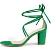 imageAllegra K Womens Clear Strap Block Heels Lace Up Heels SandalsGreen