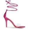 imageAllegra K Womens Clear Strap Stiletto Heel Lace Up Heels SandalsHot Pink