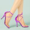 imageAllegra K Womens Clear Strap Stiletto Heel Lace Up Heels SandalsPurple