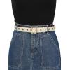 imageAllegra K Womens Grommet Belt Faux Leather Single Pin Buckle Punk Belts for Jeans PantsBlack  Beige